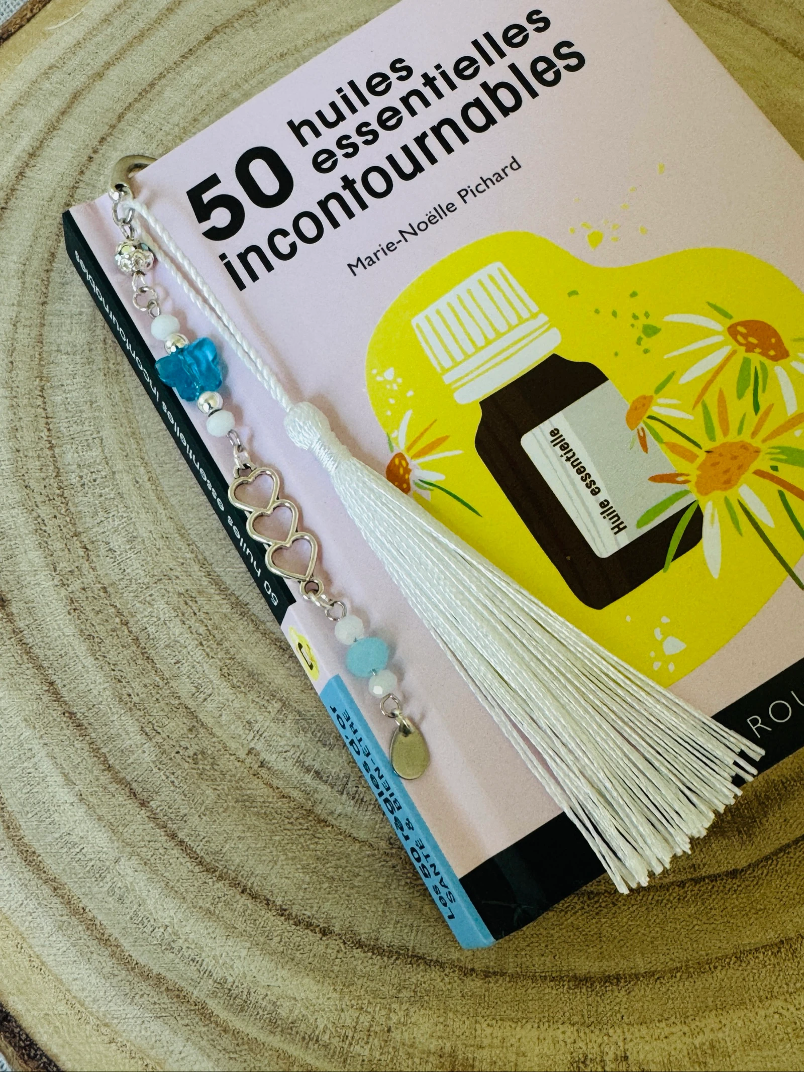 Marque-page fait main blanc & turquoise – photo 5